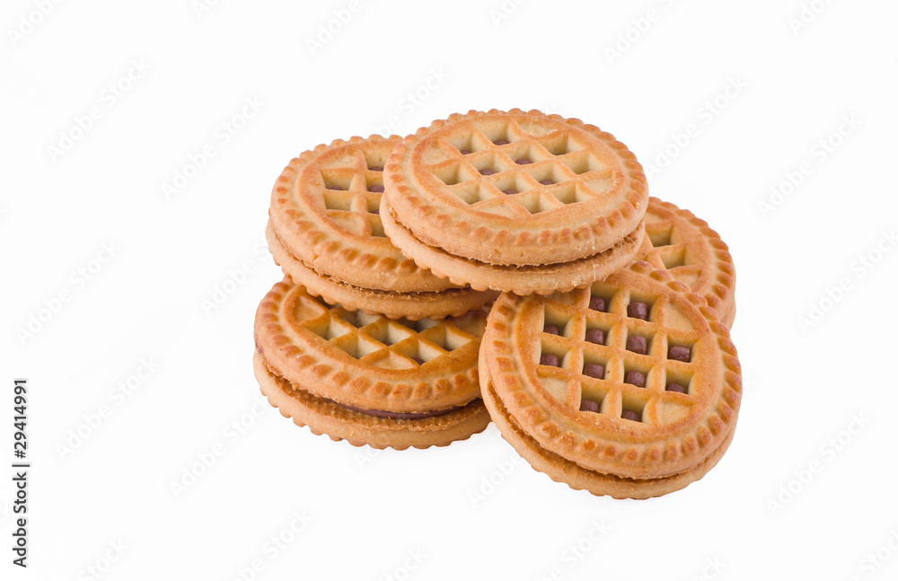 Cookie with chocolate paste layer. Cookie with chocolate paste layer.