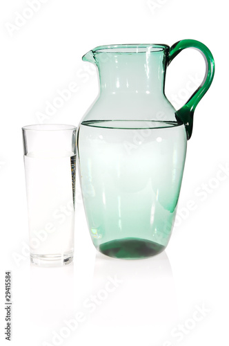 Water pitcher and glass of water