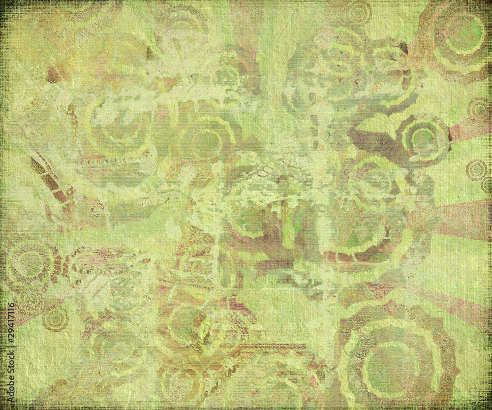 Oriental Dragon Abstract on Antique Background