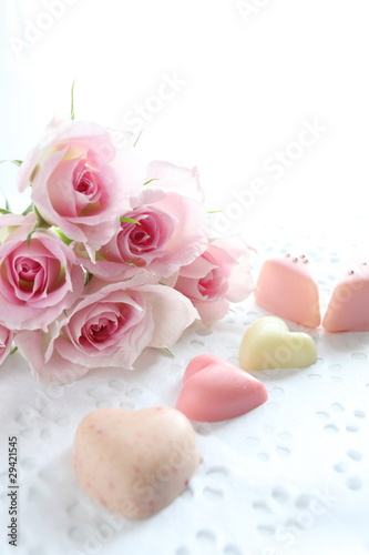 Pink rose and chocolate