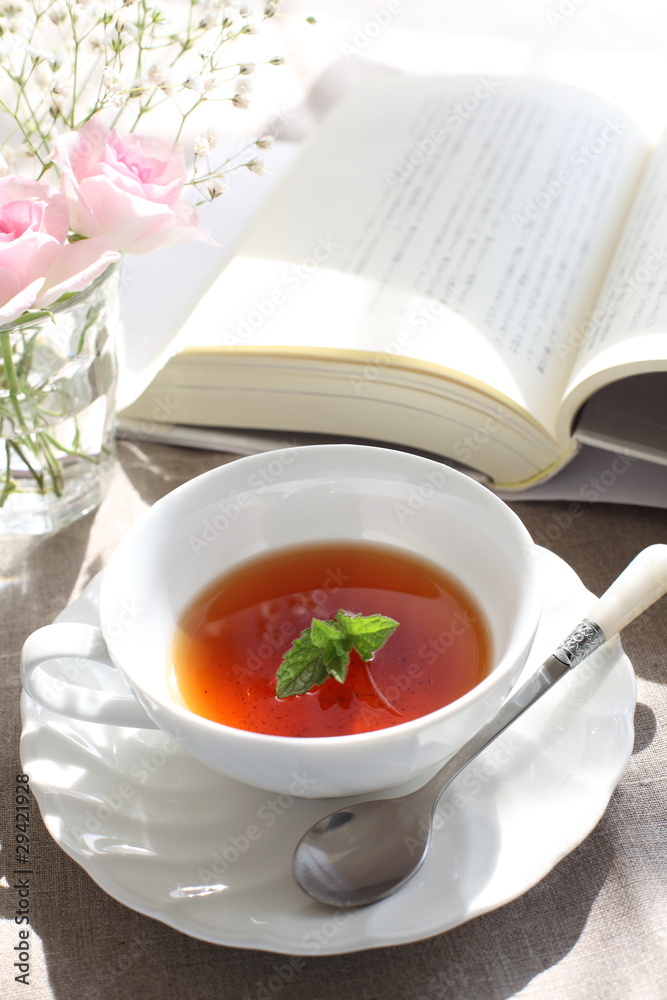 Herbal tea and book Herbal tea and book