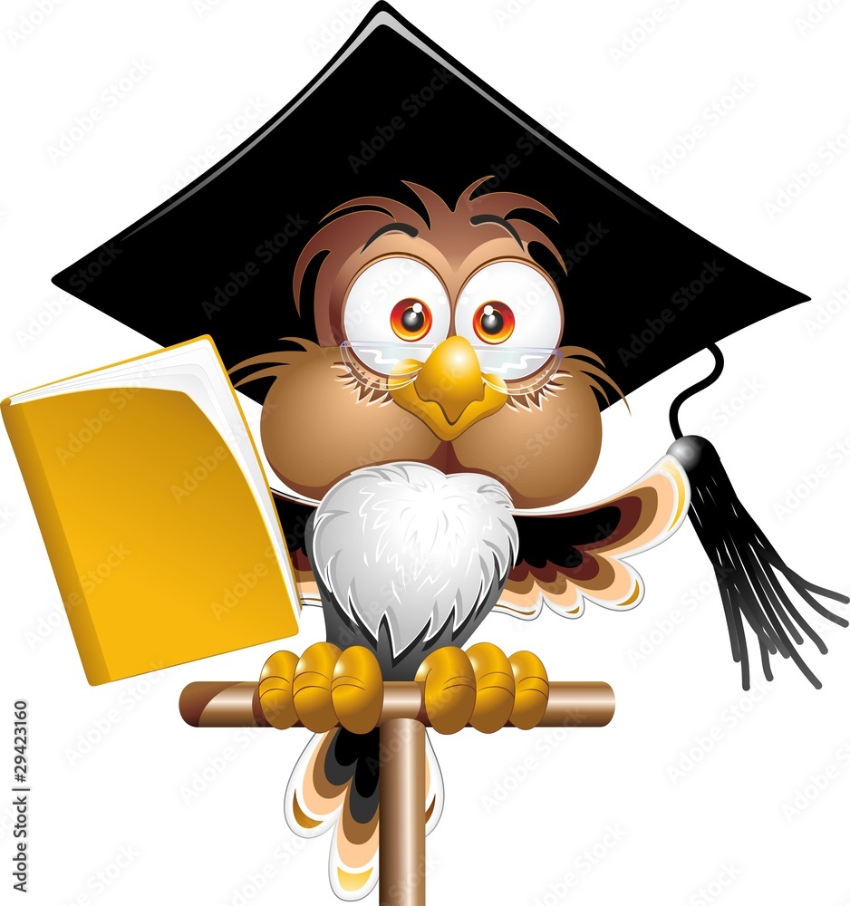 Gufo Professore Cartoon-Owl Teacher Cartoon-Vector Stock Vector | Adobe  Stock