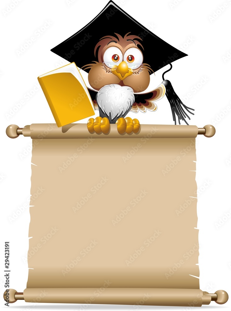Gufo Manifesto Cartoon-Owl Teacher Cartoon Background-Vector
