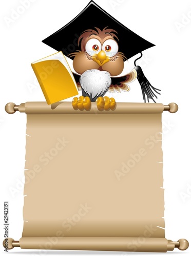 Gufo Manifesto Cartoon-Owl Teacher Cartoon Background-Vector