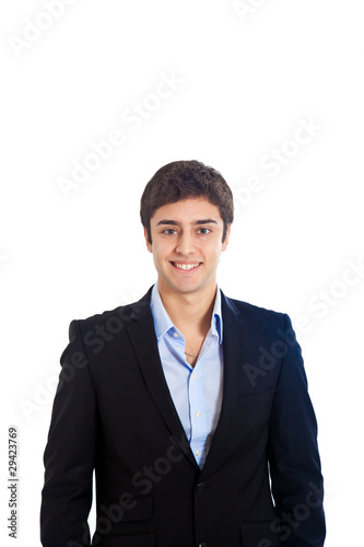 Smiling businessman portrait isolated on white