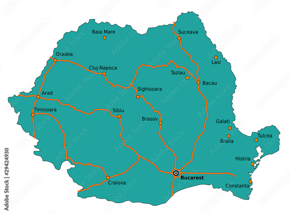 Cartes des autoroutes de Roumanie Stock Vector Adobe Stock