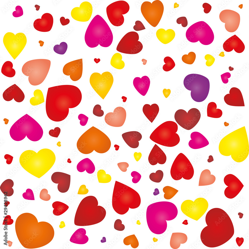 Valentine card with colored hearts on seamless pattern Valentine card with colored hearts on seamless pattern