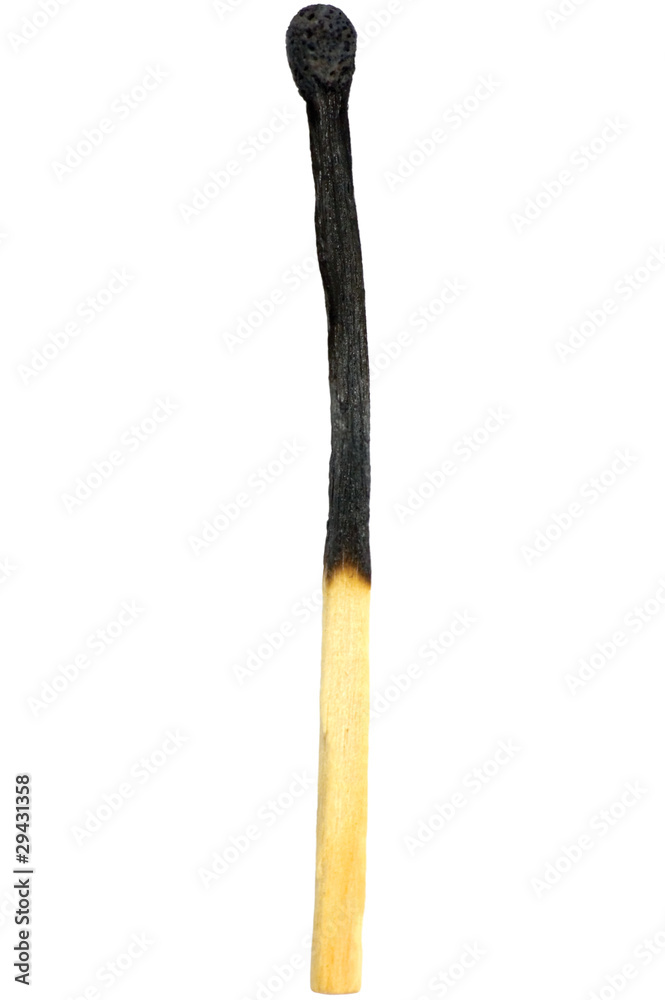 Burned match macro closeup burnt matchstick isolated Burned match macro closeup burnt matchstick isolated