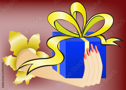 gift through the golden paper