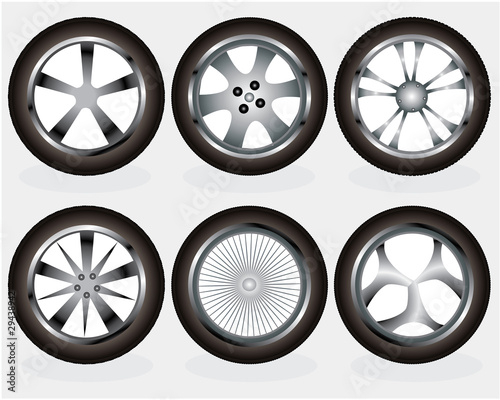 Vector car wheels set