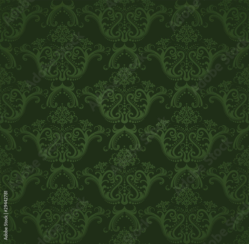 Dark green floral wallpaper