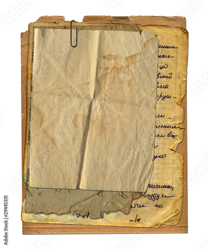 set old paper in scrapbooking style on white isolated backgroun