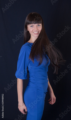 girl in a blue dress