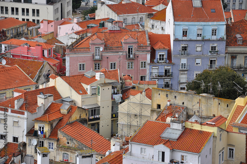 Zoom sur le centre historique de Lisbonne, Portugal