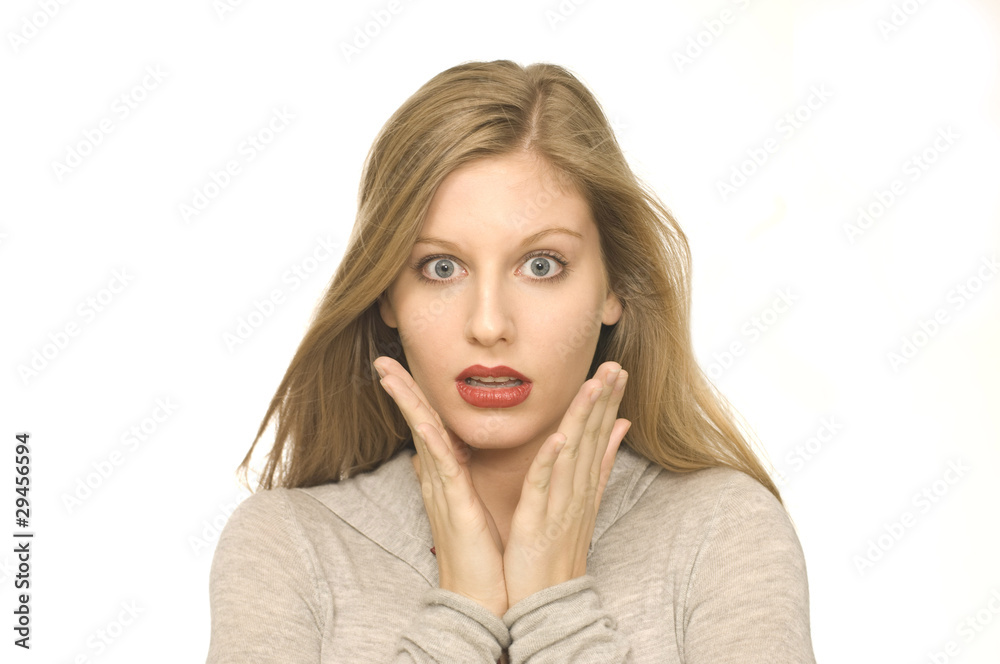 Frau guckt überrascht Frau guckt überrascht