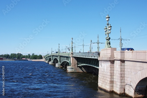 bridge across the river Neva in city Saint Petersburg, Russia