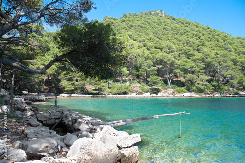 Small open water shell farm in national park Mljet