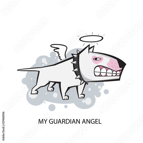White bullterrier guardian angel