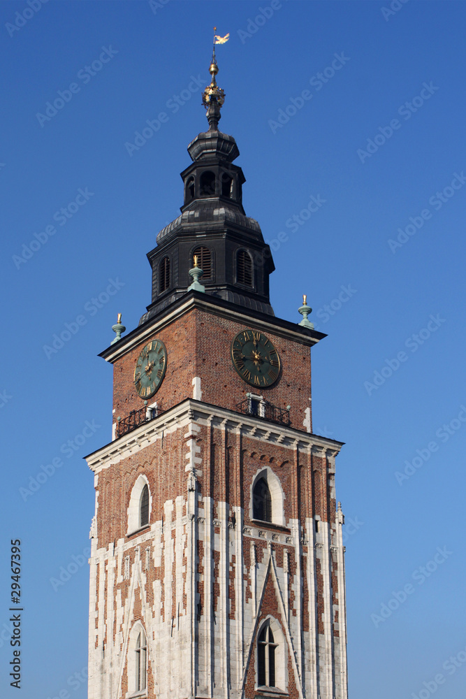 Town hall with clock Krakow, Poland