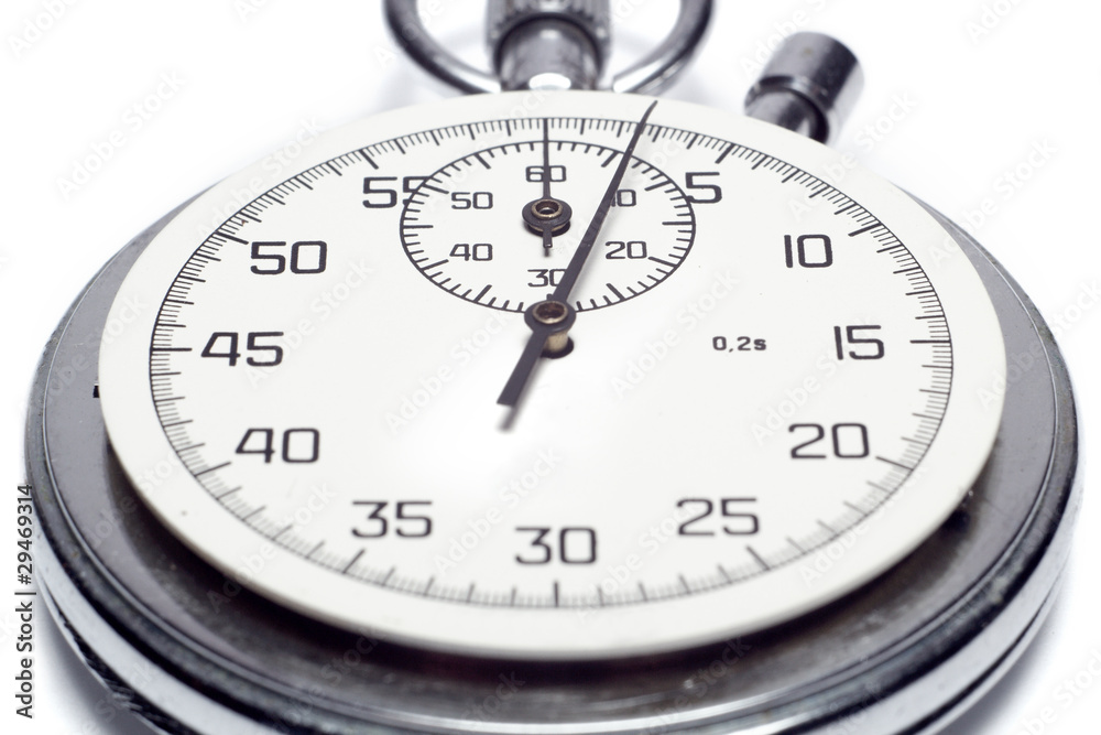 The image of a stop watch counting the seconds, isolated, on a w The image of a stop watch counting the seconds, isolated, on a w