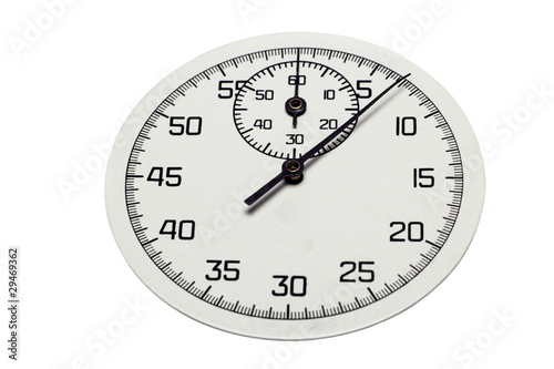 The image of a dial of a stop watch counting the seconds, isolat