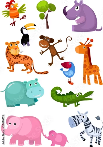 Naklejka na ścianę zestaw zwierząt