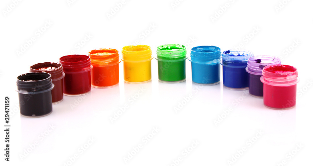Opened paint buckets colors Opened paint buckets colors