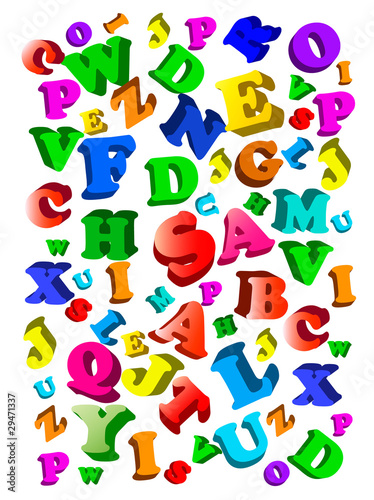 Background with color alphabet. Vector