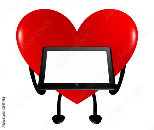 heart with tablet computer