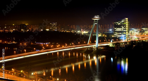 Bratislava New bridge during night.