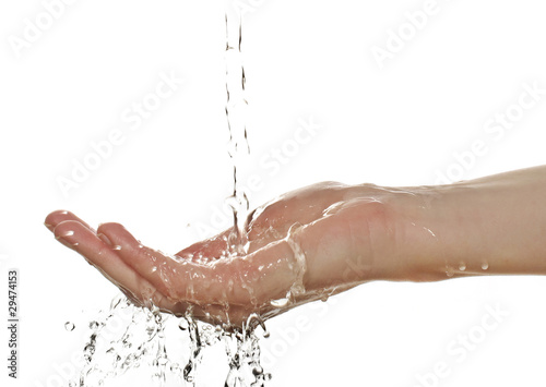 woman palm and fresh water
