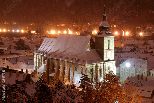 Black church, Brasov, night view. photo