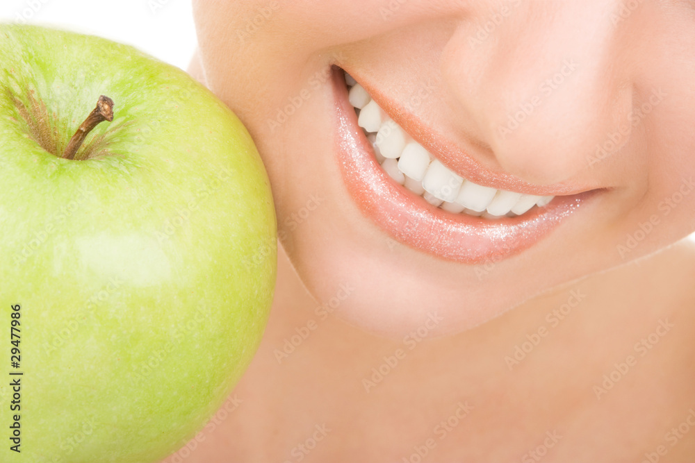 healthy teeth and green apple healthy teeth and green apple