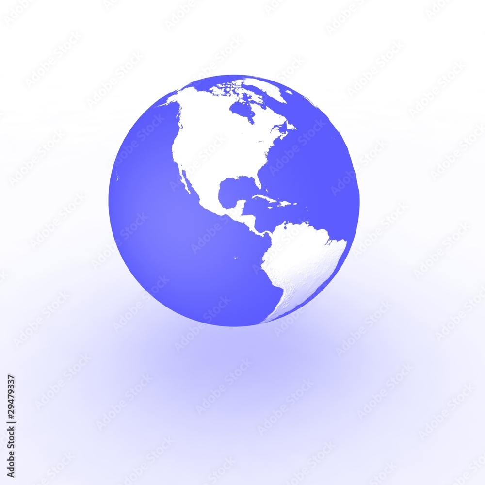 Globe on white background with shadow