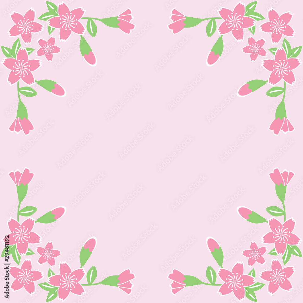 flower frame on pink background