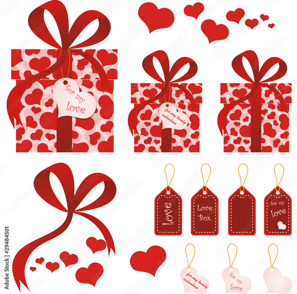 Happy Valentine's day gift boxes and postcards