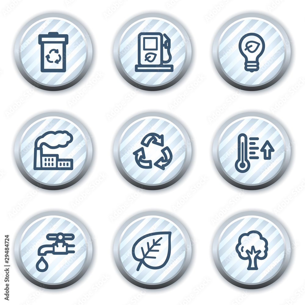 Ecology web icons set 1, stripped light blue circle buttons