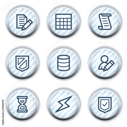 Database web icons, stripped light blue circle buttons