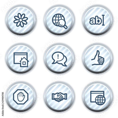 Internet web icons set 1, stripped light blue circle buttons