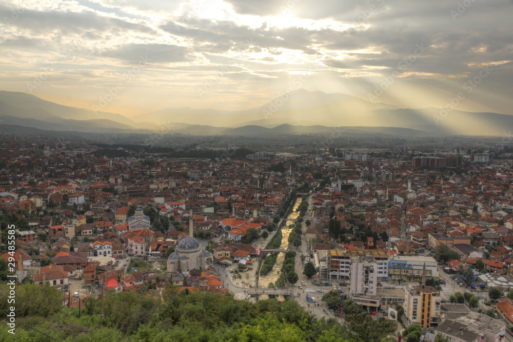 Prizren in Kosovo at sunset