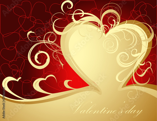 Valentine's greeting card gold and red