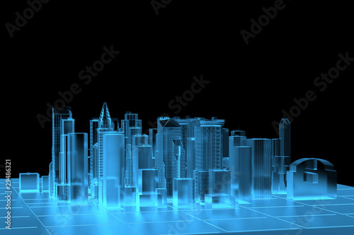 City Blue xray transparent rendered