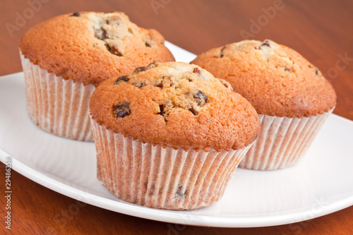 Muffins on a white plate