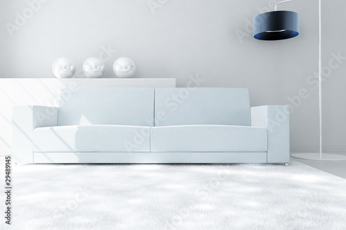 modern white sofa and carpe...