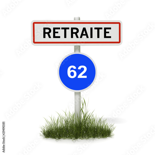 panneau retraite 62 ans photo