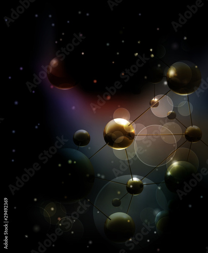 Futuristic background with molecules black