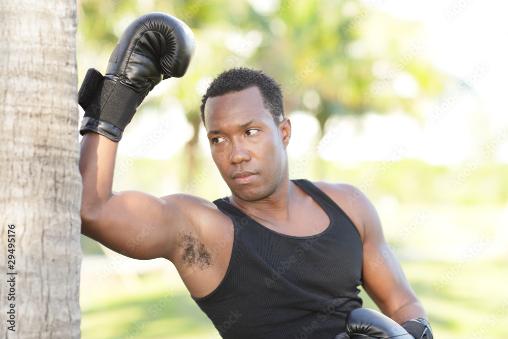 Man practicing martial arts Man practicing martial arts