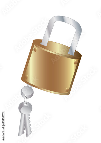 Closed padlock with keys ligament