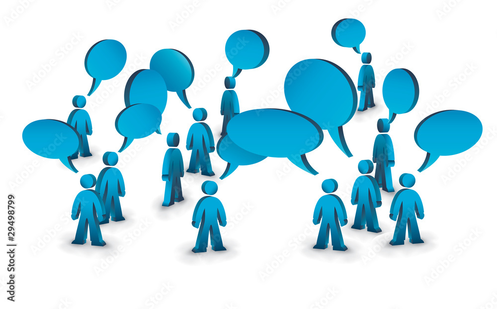 a group of people with speech bubbles above them a group of people with speech bubbles above them