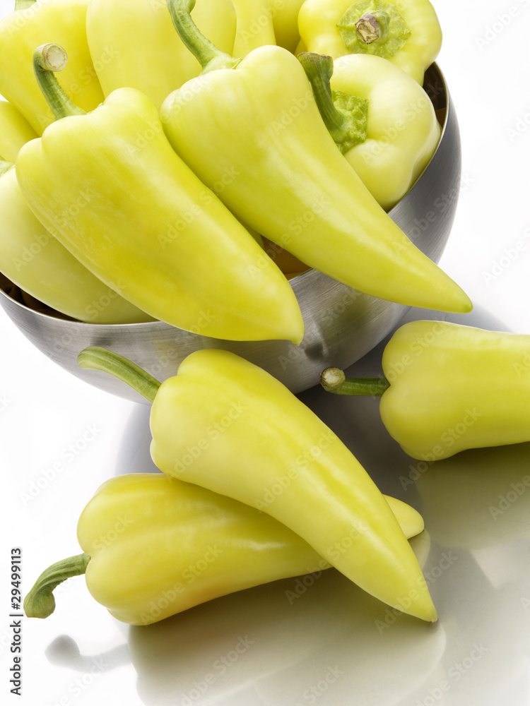 Peppers In A Bowl On White Background